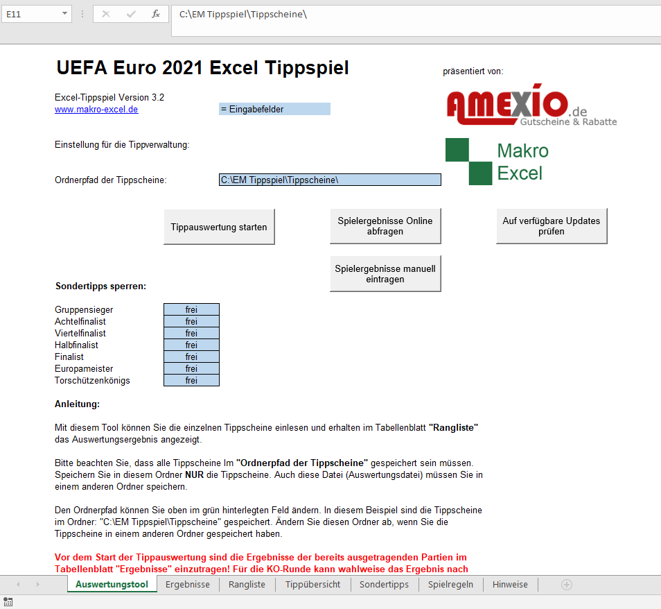 Excel Auswertungstool EM 2021